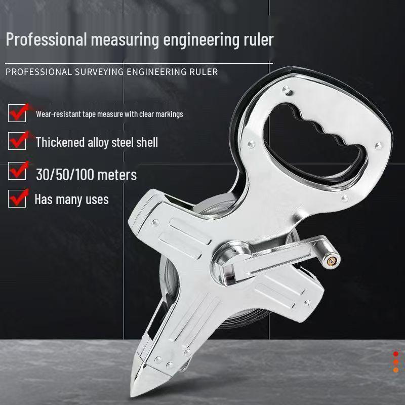 Измерительная рулетка на стальном каркасе - 30м, 50м, 100м - Инженерная точность, Рулетка с рукояткой