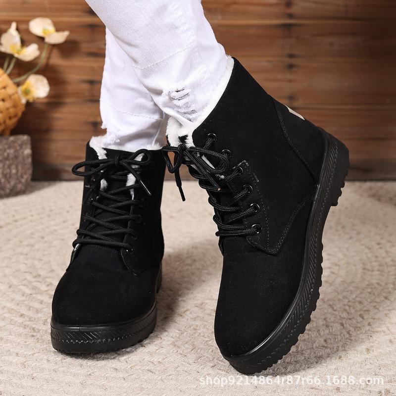 Зимние удобные универсальные женские термоботинки для снега, короткие ботинки на плоской подошве, с мягкой подошвой, женская хлопковая обувь