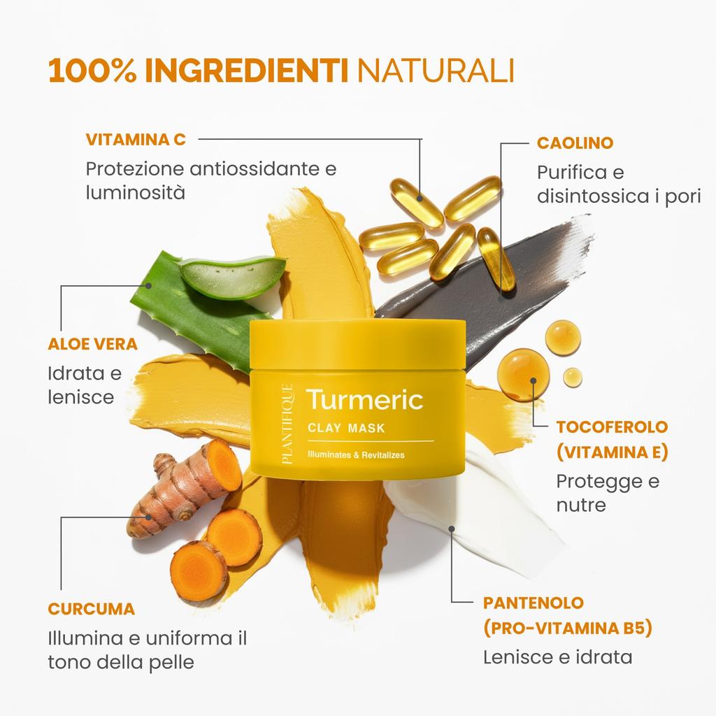 Plantifique Turmeric Vitamin C Face Mask, 110g, Oil Control & Moisturizing, Sensitive Skin, Brightening Nourishing Clay Mask