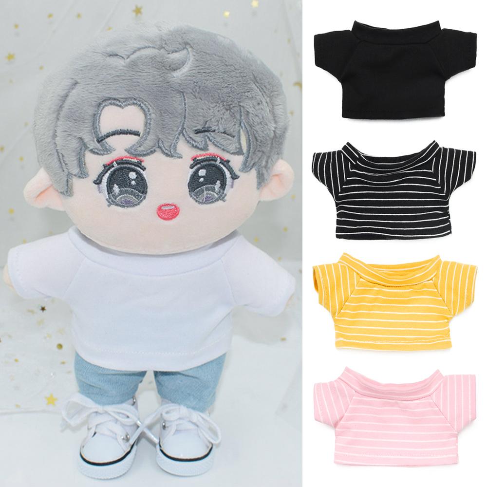 Dressing Game Playing House 20CM Doll T-shirt Stripes Short Sleeve Idol Doll Clothes Cotton Stuffed