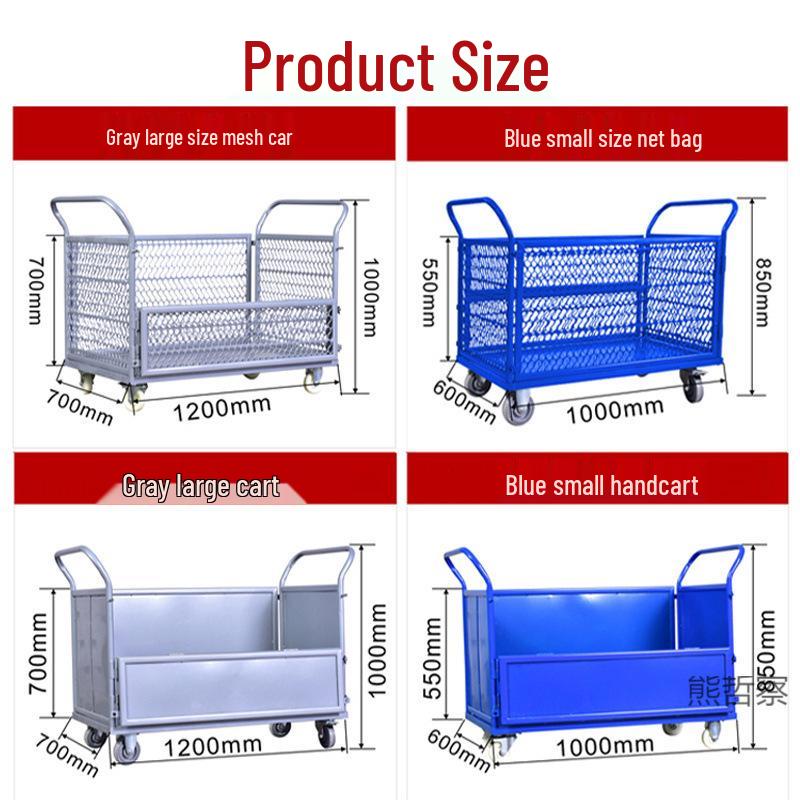 Stackable Guardrail Hand-Push Cart with Cover for Warehouse Logistics and Goods Handling