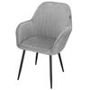 Fauteuil Rembourré - Springos® - Velours Gris - Dossier Ergonomique - Pieds En Métal - Design Rétro