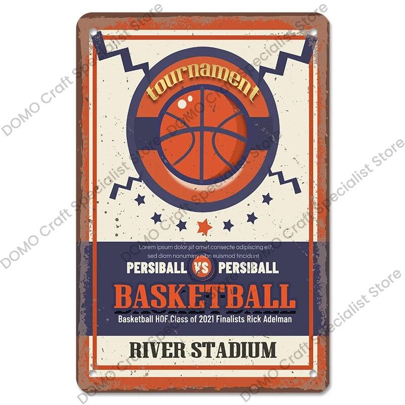 Hisun Жестяная табличка Постер с игрой в мяч Винтажная металлическая табличка Бильярд Боулинг Регби Футбол Металлические жестяные таблички Декор стен для спортзала Гаража Бара Паба