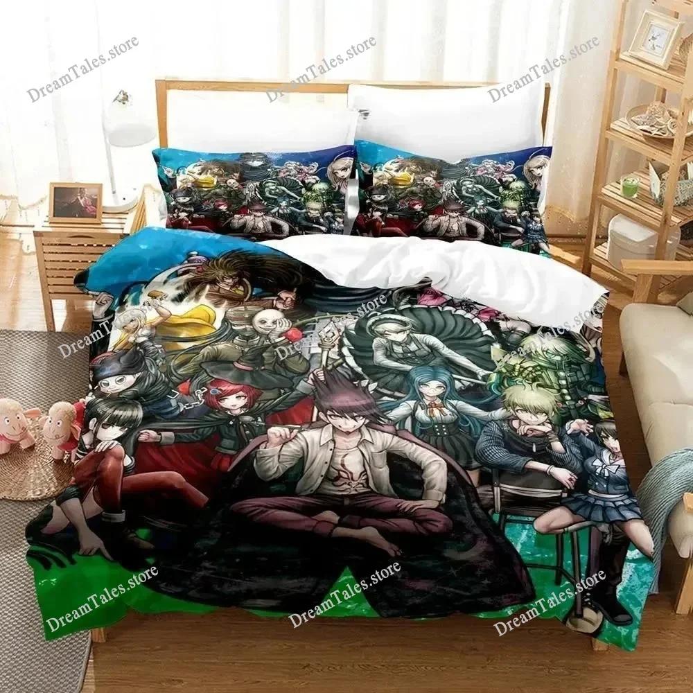 3D Printed Anime Danganronpa Bedding Set Boys Girls Twin Queen Size Duvet Cover Pillowcase Bed Kids Adult Home Textileextile