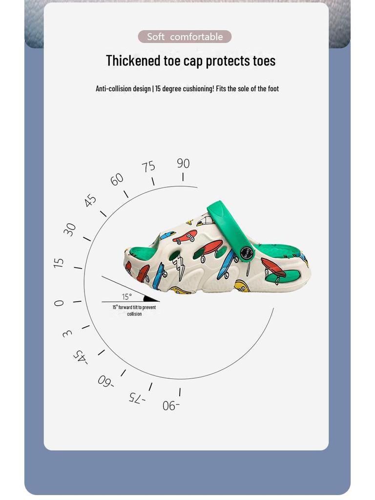 Летние сандалии для мальчиков с нескользящей мягкой подошвой и рисунком в виде мультфильмов: Детские тапочки для улицы с двумя петлями