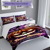 3PC Custom Name Halloween Pumpkin Horror Bedding Set Printed Bedding Set Duvet Cover Closure Includes 1 Duvet Cover & 2 Pillowcases for All Seasons Be