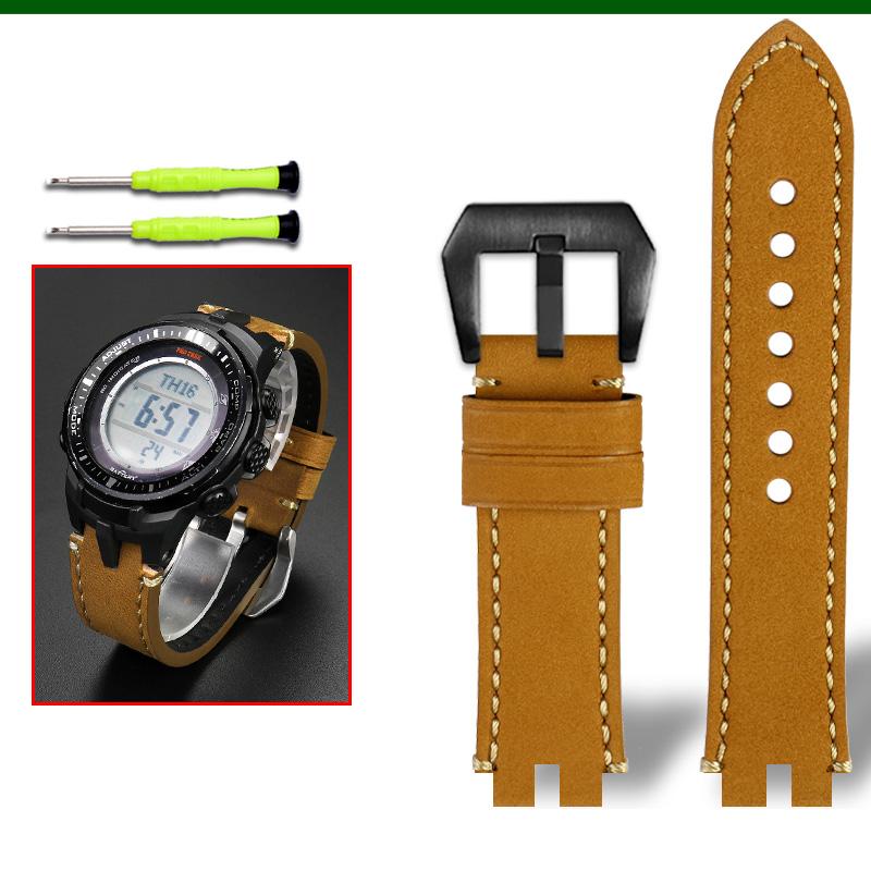 Классический ретро-ремешок из натуральной телячьей кожи для часов Casio ProTrek PRW3000/3100/6000/6100Y PRG300 Series Bracelet Watch Accessories