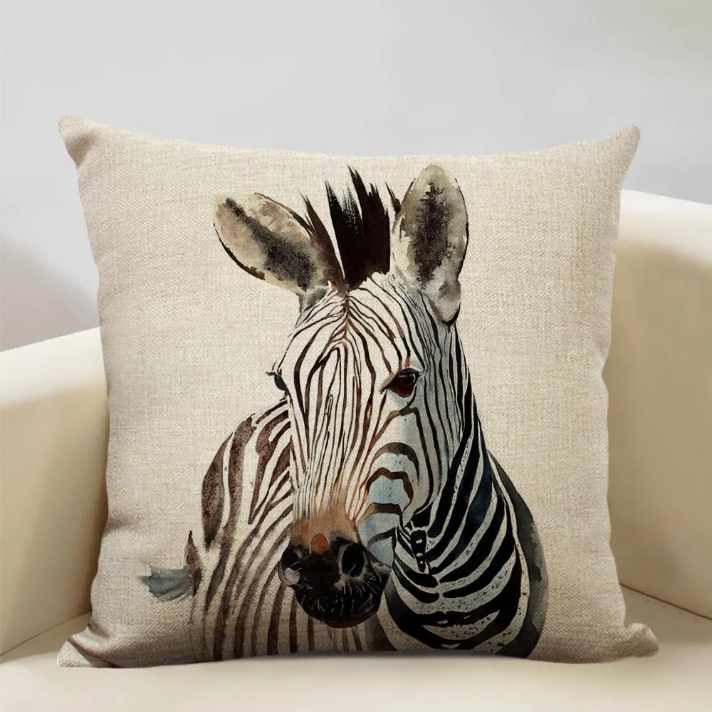 Акварельный Животное Лошадь Курица Ящерица Корова Антилопа Декоративная Наволочка 45x45см Чехол на Подушку для Дивана Домашний Декор