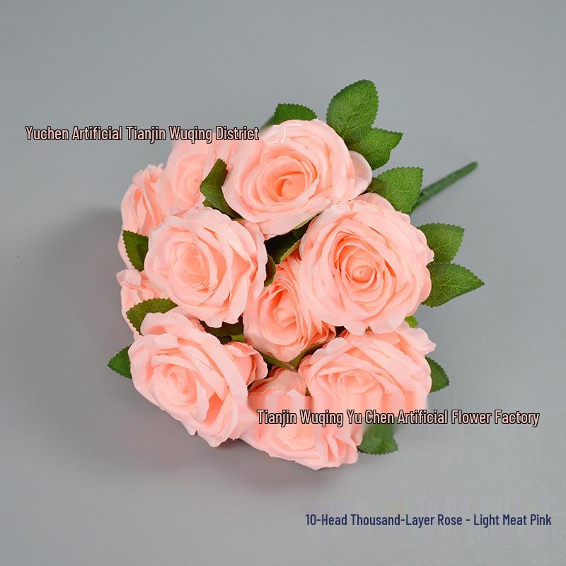 10-Head French Rose Bouquet: Wedding & Home Decor Flowers