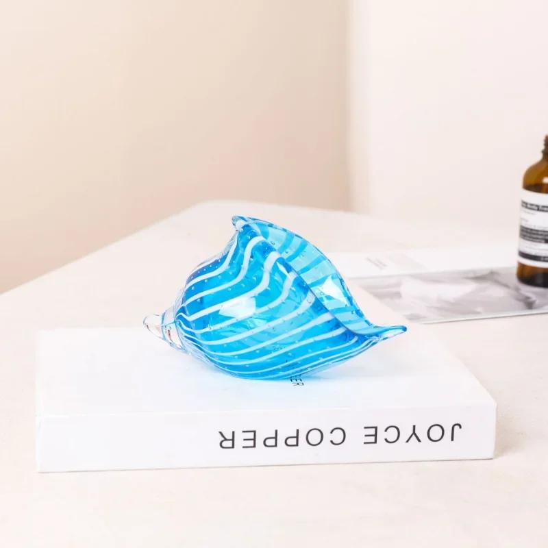 Стеклянная ручная работа выдувная ракушка скульптура хрустальный аквариум декор стола океан многоцветный морской декор