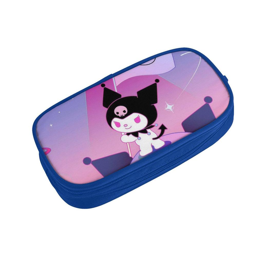 Двухъярусный синий пенал Kuromi для школьников - Креативная коробка для канцелярских принадлежностей для мальчиков и девочек