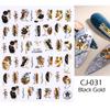 3D Flowers Leaves Nail Stickers Decals Gold Black Bronzing Flowers Gradient Adhesive Sticker Nail Design Art Decorations