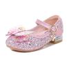 Girls' princess shoes, spring/autumn collection, children's high-heeled shoes, pink crystal shoes, soft-soled shoes for little girls, Elsa-style