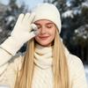 2025 Solid Color Knit Wool Hat, Scarf, and Gloves Set - Red Imitation Cashmere, Warm for Autumn and Winter