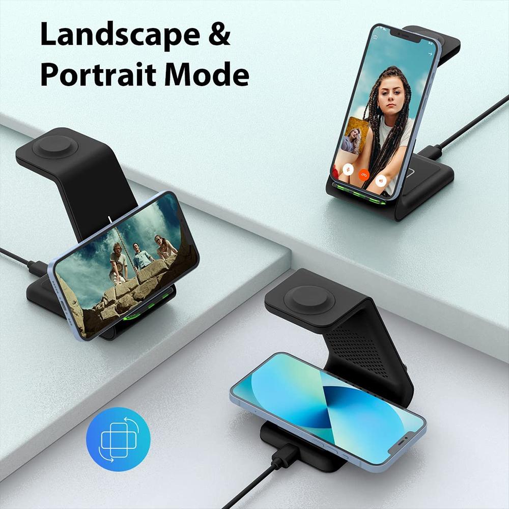 Подставка для зарядного устройства Qi 3 в 1 для Apple Watch/airpods Pro, подставка для быстрой беспроводной зарядки для зарядных устройств Iphone 14 Pro Max/13/12/8
