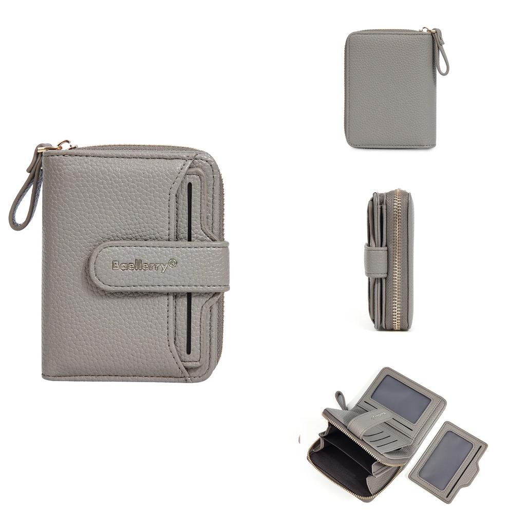 Женские кошельки с узором личи, на молнии и застежке, Высококачественная ПУ кожаная сумочка, Однотонный короткий маленький кошелек, Для женщин, Многослотовый для карт