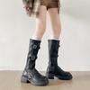 Британский стиль толстый каблук, но до колена рыцарские сапоги женские 2025 осень новые ретро универсальные тонкие милые крутые сапоги с пряжкой
