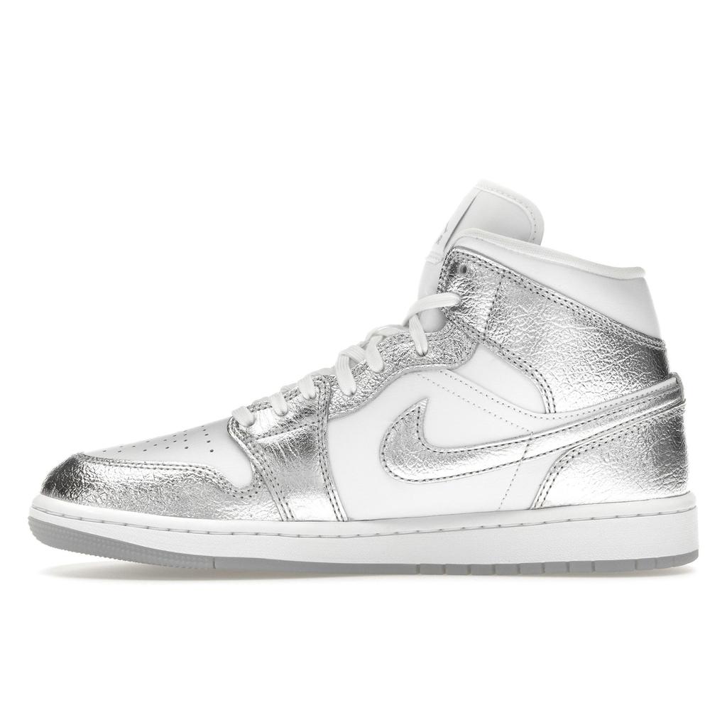 Air Jordan 1 Mid SE металлические серебристые женские кроссовки White Wolf-Grey FN5031-100