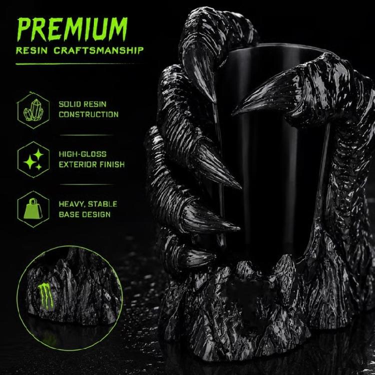 Indoor Drink Rest for Desk and Study Table, Black Fantasy Cup Stand with Center Space and Creature Form for Display and Daily Beverage Use