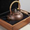 Hammered Copper Teapot Decorative Handmade Copper Kettle Vintage Design Tea Kettle Long-Lasting Stovetop Cookware Wrapped Handle