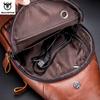 BULLCAPTAIN Leather Men's Chest Pocket One Crossbody Bags with USB Rechargeable Chest Bag Can Be Used for 7.9 Inch IPai Pockets