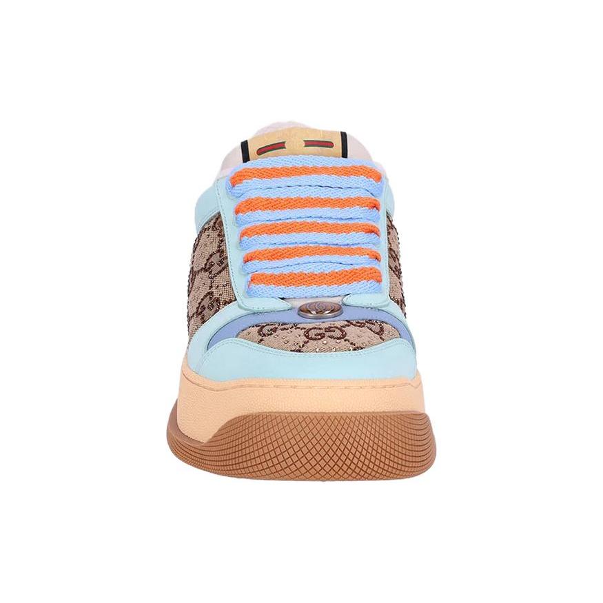 GUCCI Screener Jigglypuff, Distressed Shoes Leather Low top Stylish Skateboarding Shoes Women's Brown 757700 FAB4C 2562