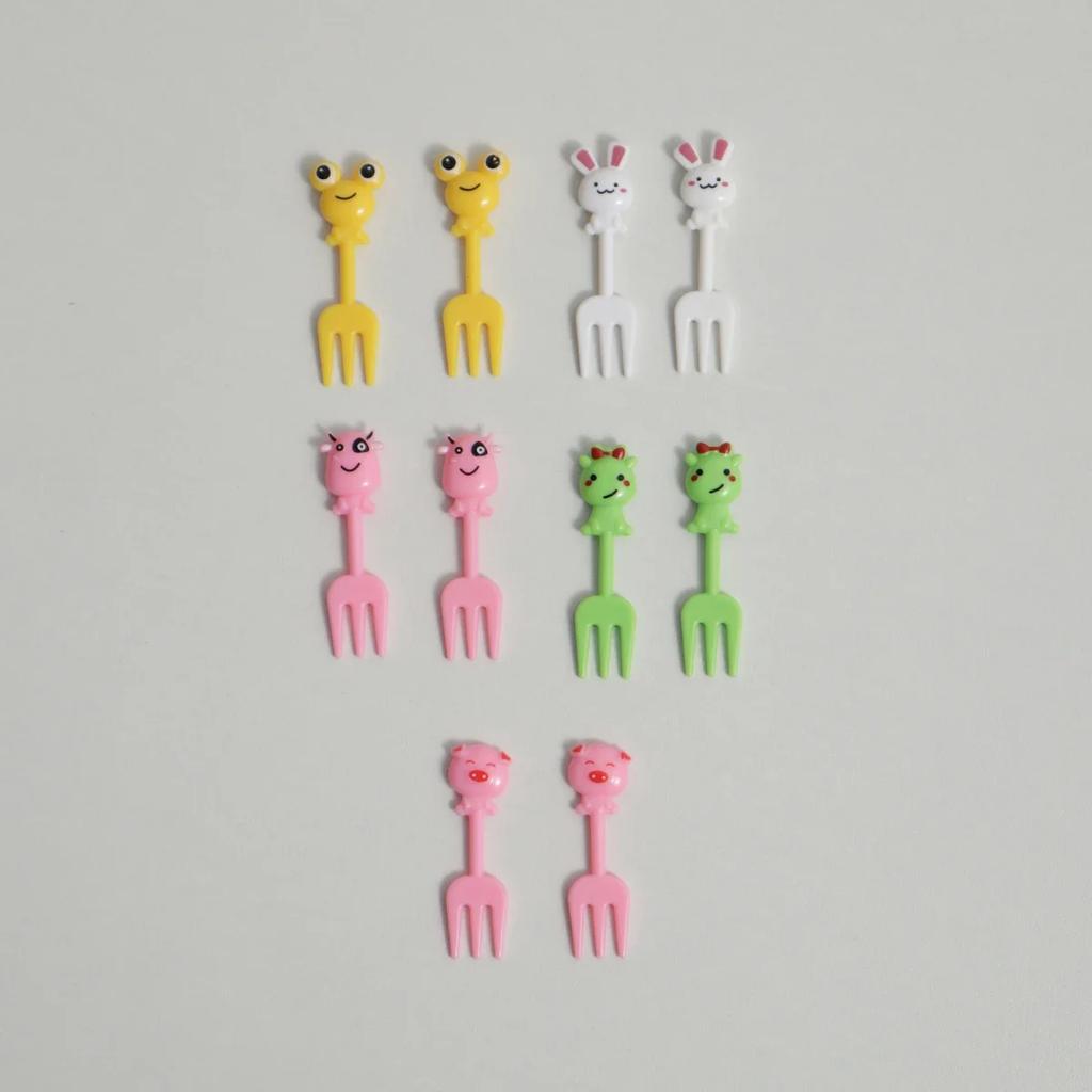 10 шт.-Мультяшная милая вилка для фруктов, ланч, вилка для ланча, украшение для ланч-бокса, многоразовая, для закусок, торта, десерта, ланча