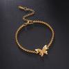 Stainless Steel Butterfly Charm Bracelet Women Gold Color Figaro Chain Bracelets Trendy Wedding Jewelry Gift