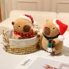 22cm Cartoon Cute Xmas Capybara Plushies Soft Kawaii Kapibara Scarf Candy Wreath Cane Decor Soft Plush Toy Christmas Gift