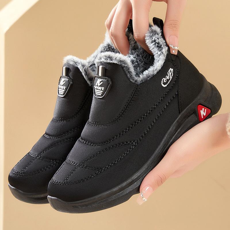 Хлопковая обувь новая пара женская обувь бархатные утепленные зимние сапоги с высоким голенищем теплые короткие ботинки морозостойкие на толстой подошве хлопковые ботинки
