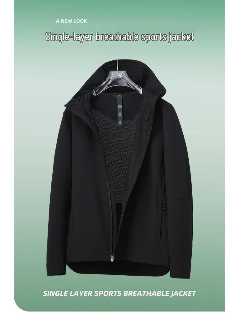 Быстросохнущая спортивная куртка-худи унисекс - Дышащая, приятная к коже, водоотталкивающая для пеших походов и кемпинга
