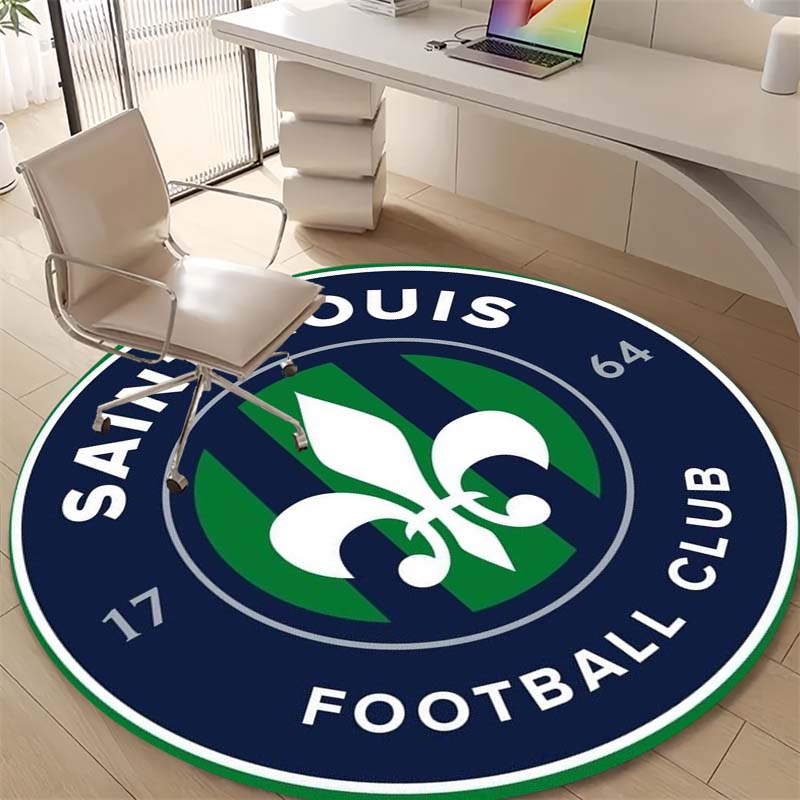 Saint Louis FC Fleur-de-lis Circular Area Rug American Football Club Round Floor Carpet Gaming Chair Living Room Bedroom Home Decor Mat