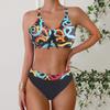 Women  Two Piece  Printed Bikini Swimsuit Padded Tankini  Swimwear  Bathing Suit Sexy Bikinis Bathing Suits Swim Halter Push Up Bikini Set