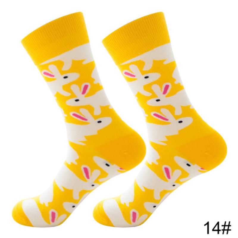Новые осенне-зимние хлопковые носки для мужчин и женщин, модные трендовые носки, крутые носки с рисунками животных и фруктов