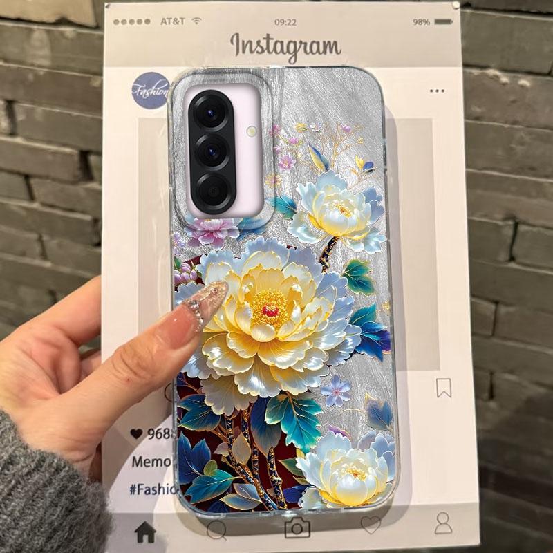 Роскошный чехол с цветами для Samsung A56 A16 A17 A07 S24 S25 FE Xiaomi Redmi Note 14 13 Pro 14C A5 Huawei Honor 400 200 Lite Pro iPhone 16 Противоударный чехол