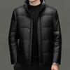 Yiliteng Men's Genuine Leather Goose Down Stand-Collar Puffer Jacket YTMMRSY23015