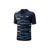 Футболка Li Ning Badminton Series в полоску с V-образным вырезом, спортивная, с коротким рукавом, унисекс, цвет чернильно-синий AAYU155-1