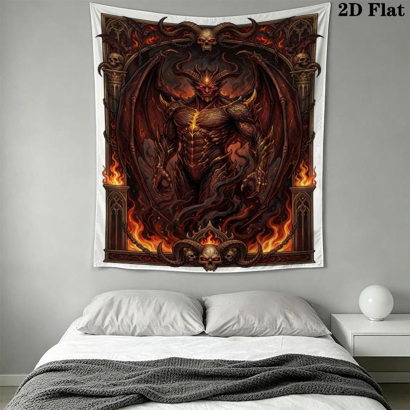Demon Wall Tapestry Aesthetic Wall Hanging Printed Fabric Blanket Decorative Tapestries for Bedroom Living Room Home Decor