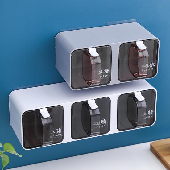 Настенные баночки для специй емкостью 300/600/900/1200 мл. Коробка-органайзер с ложкой. Экономия места на кухне. Товары для дома.