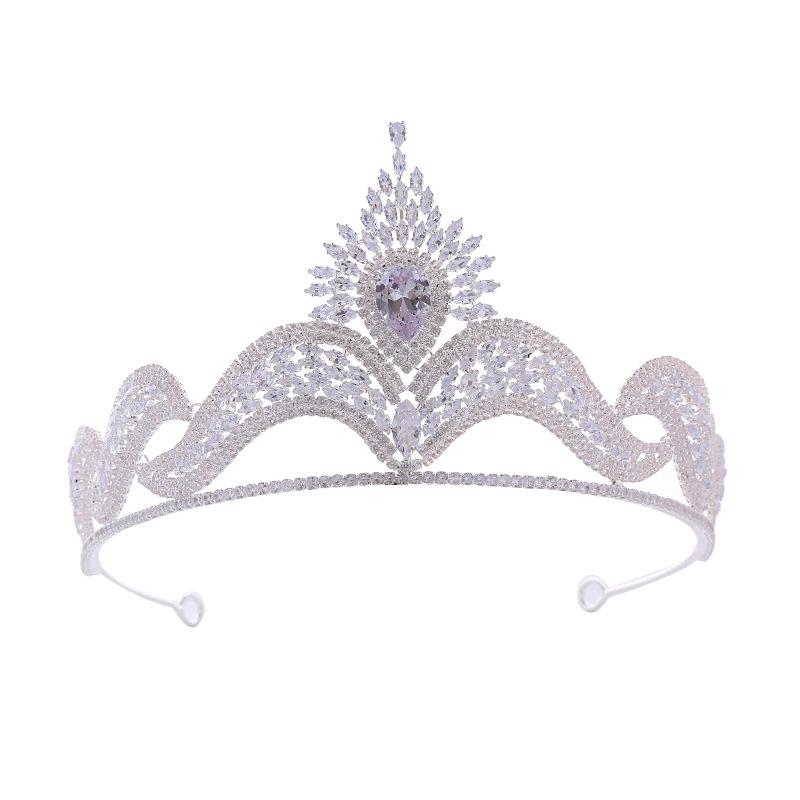 Свадебная корона Роскошная ручная работа Цирконовая корона принцессы Тиара Аксессуары для волос Зимняя повязка на голову