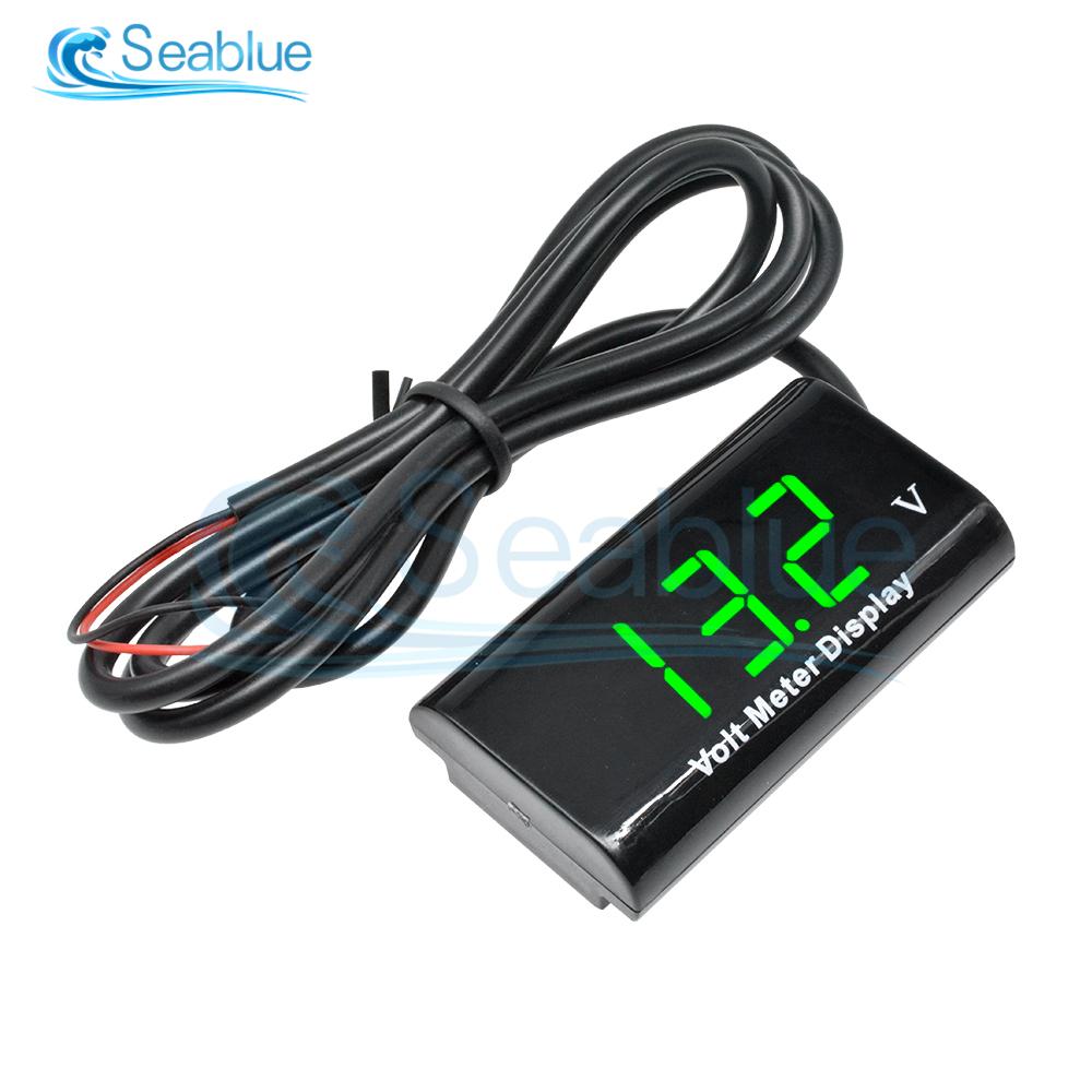 DC 12V 0.28 inch Dual Display LED Digital Temperature Sensor Voltmeter Thermometer Voltage Meter Tester For Car Motorcycle