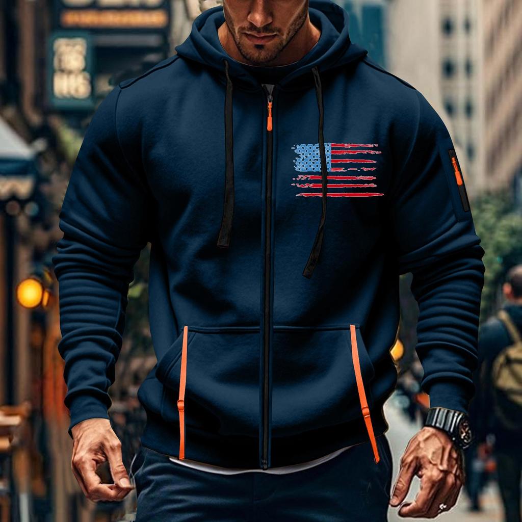 Мужская спортивная повседневная толстовка с капюшоном, кардиган с капюшоном на молнии, многокарманное пальто с капюшоном