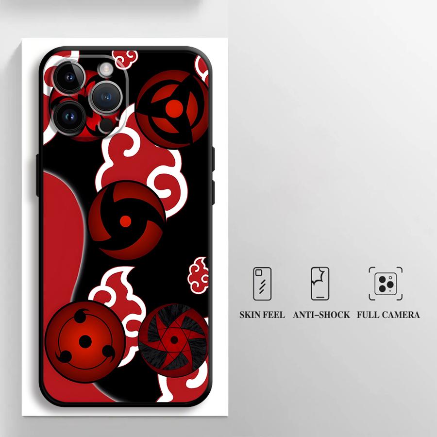 Case for iPhone 13 12 11 Pro Max XR 7 8 15 16 14 Plus XS Max Black Soft Phone Cover Akatsuki Cool Cloud