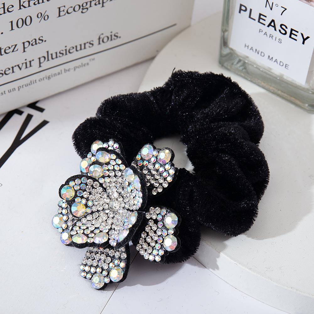 Женские резинки для волос со стразами, бархатные эластичные резинки для волос, цветочные кольца для волос, резинки для волос, хрустальные головные уборы, аксессуары для волос