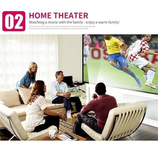 HD 1080P Mini Video Projector LED Home Theater Projector Supports Smart Phones, Laptops and AV, USB, SD Card, HDMI Interfaces, for Home Entertainment