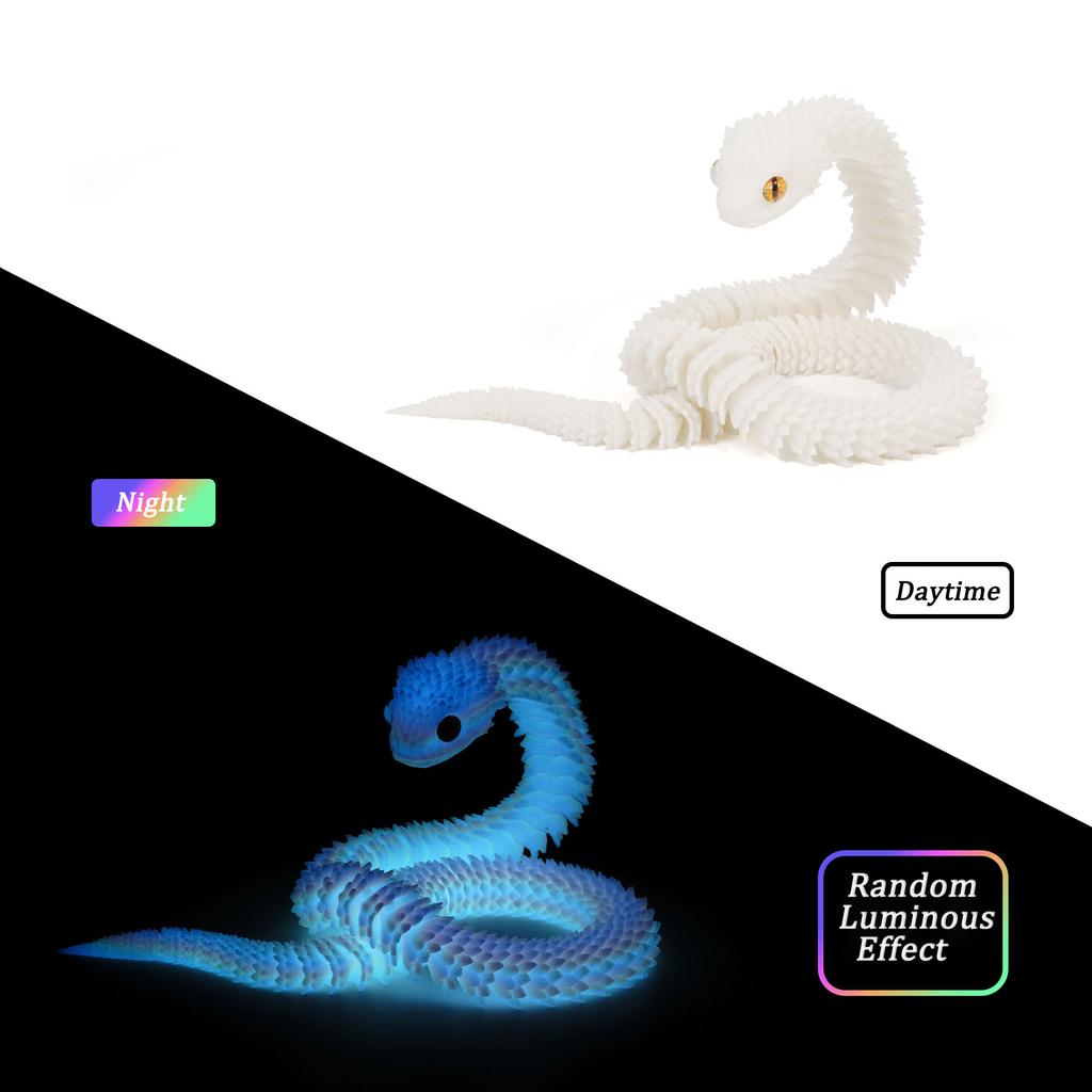 30/40Cm 3D Printed Snake Toys Funny Rotatable Articulated Printed Snake Craft Ornament Simulation Animal Home Desktop Ornament