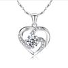 Silver Plated Heart Pendant Necklace for Women Minimalist Crystal Jewelry with Diamond Accents