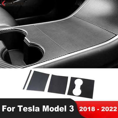 Для Tesla Model 3 2018 Панель накладок на центральную консоль автомобиля из углеродного волокна, рамка держателя для стакана, аксессуары