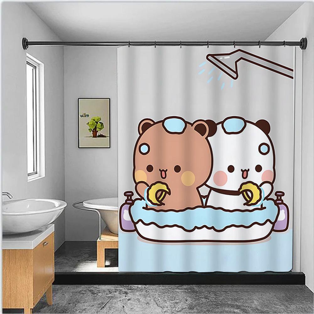 Shower Curtain Waterproof Polyester Fabric Paint Colorful Cartoon Q-Quarto B-Bubu Bath Curtains Home Bathroom Decor With Hook