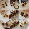 Silver Needle Oval Artificial Tiger's Eye Stone Earrings Retro High-end Stud Earrings Niche Versatile Earrings